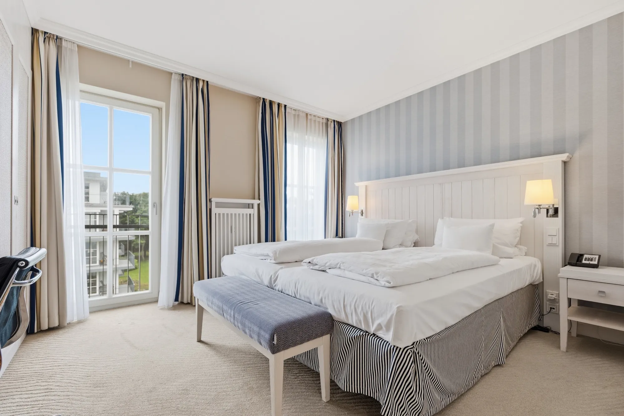 Schlafzimmer eines Ferienapartments in Heringsdorf