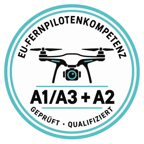 Siegel EU-Fernpilotenkompetenz A1/A3 + A2, geprüft und qualifiziert